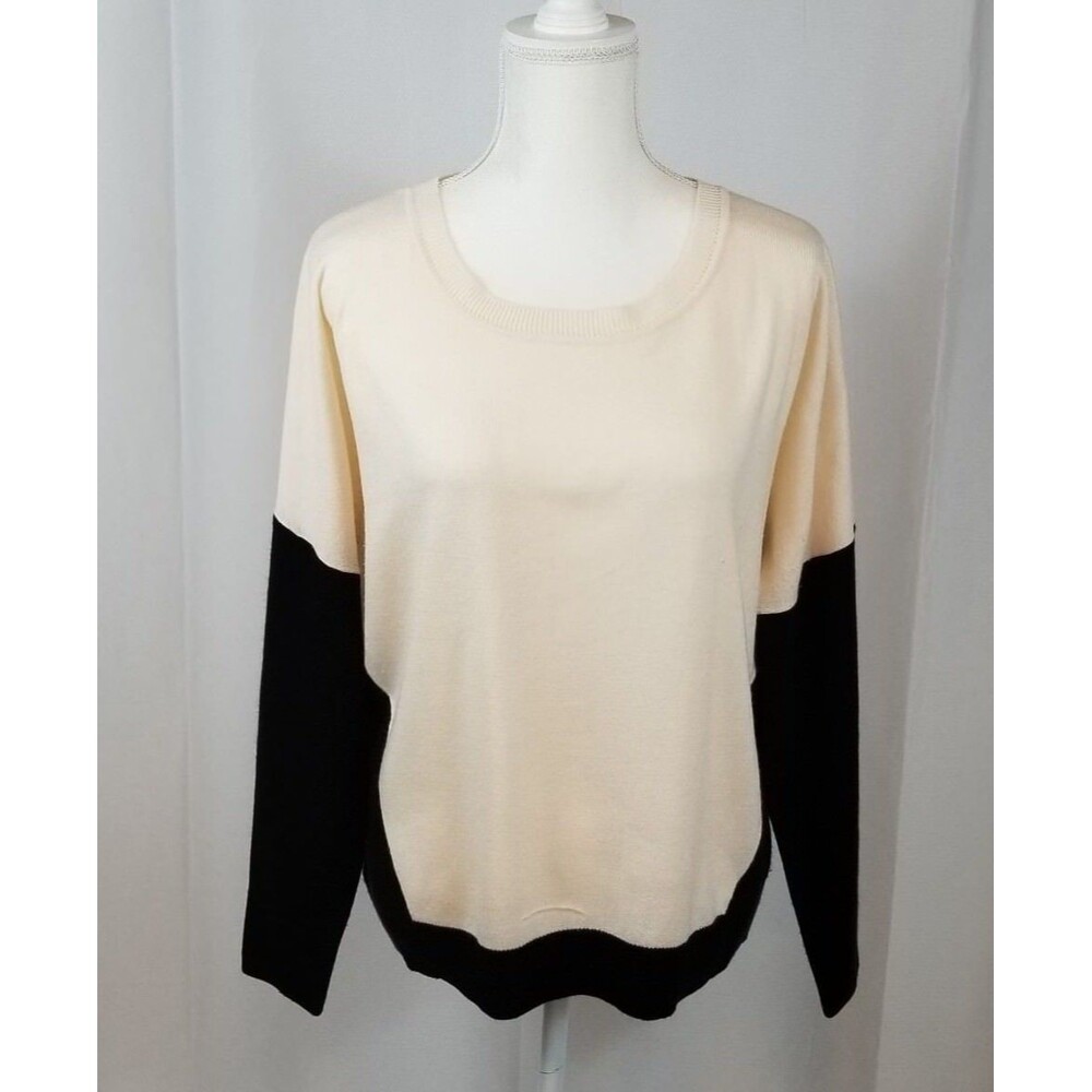 Apt.9 Sweater Women's Cream Black Long Sleeve Size Large